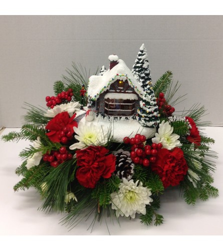 Merritt Thomas Kinkade Centerpiece. An arrangement by Merritt Florist.