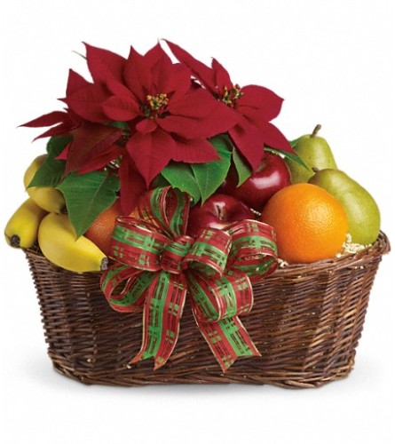 Fruit and Poinsettia Basket