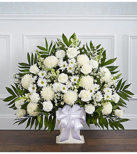 Heartfelt Tribute White Floor Basket