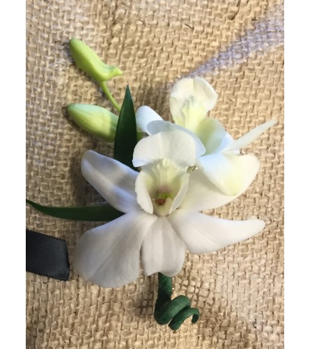 class white boutonniere