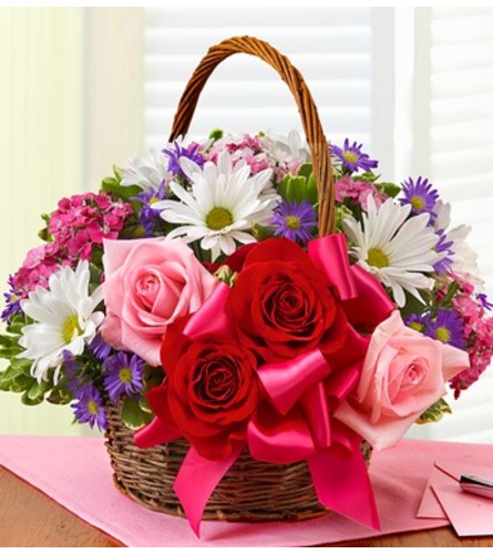 Basket of Love with Roses