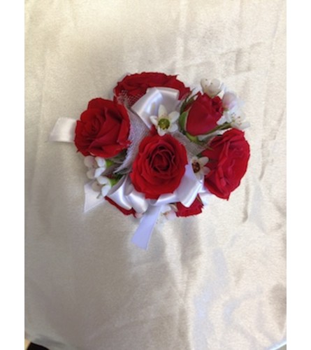 red mini rose corsage