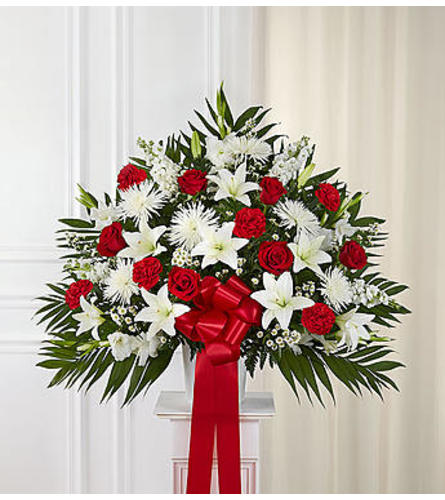 Heartfelt Sympathies™ Red & White Standing Basket