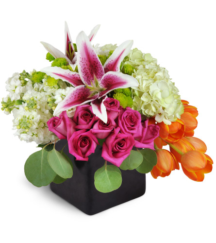 Blue Orchids and Stargazer Lily Vase by House of Stemms