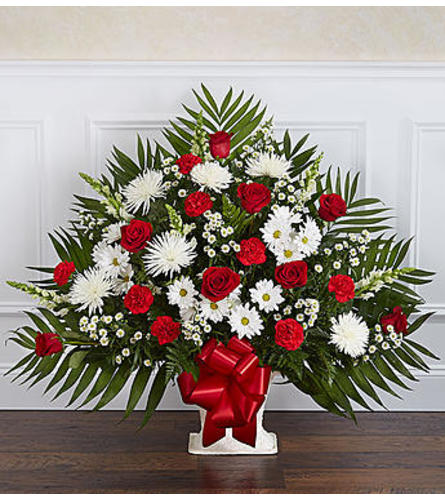 Heartfelt Tribute Red & White Floor Basket