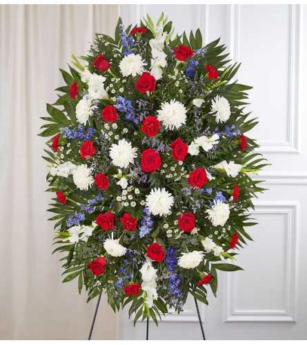 Red, White & Blue Sympathy Standing Spray