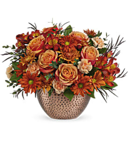 Teleflora's Copper Beauty Centerpiece - Deluxe. An arrangement by GardeLina Flowers.