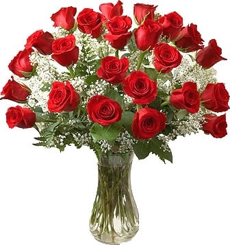 Twenty-Four Red Roses. An arrangement by Flower Lane.