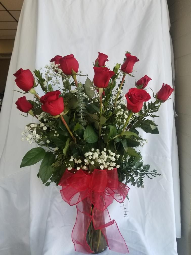 Dozen Beautiful Ecuadorian Roses- ALL RED or MIXED COLORED ROSES. An arrangement by M's Flowers.