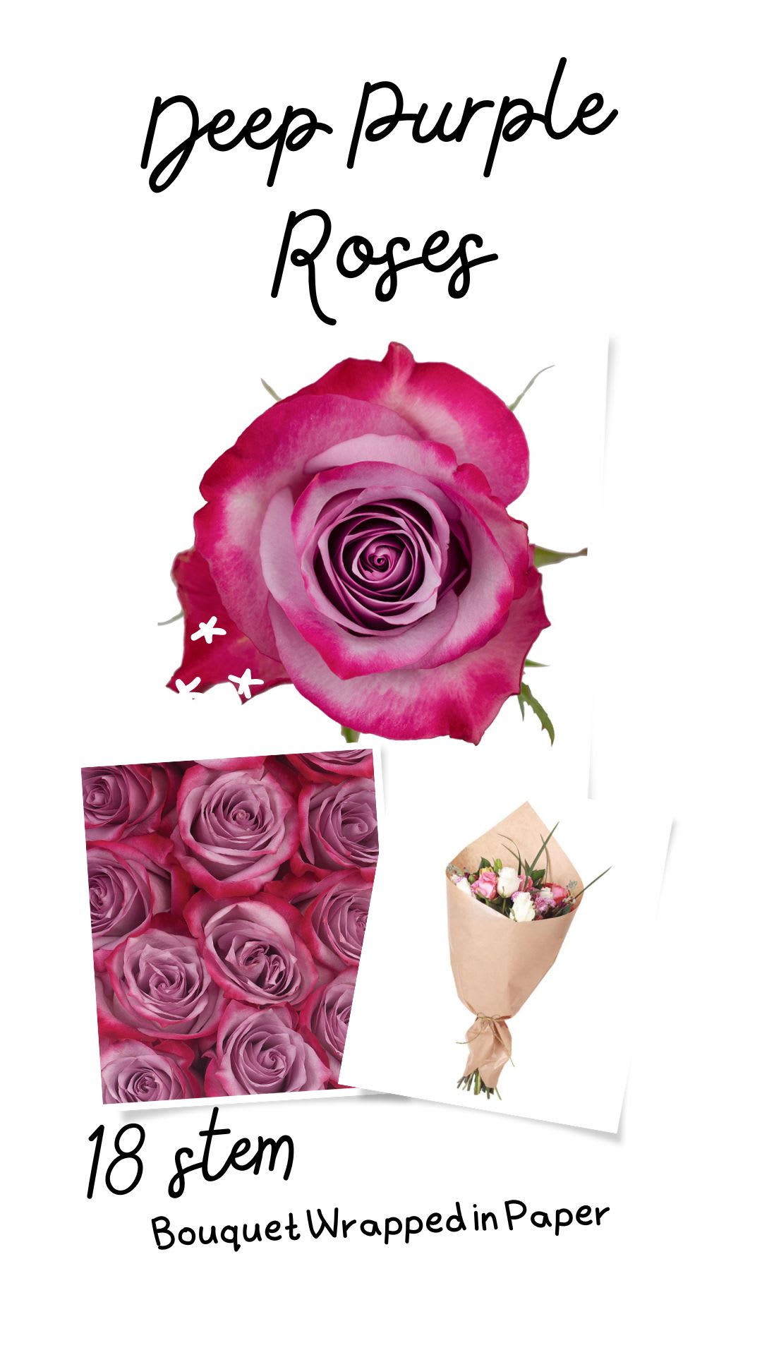 Deep Purple Roses Wrapped (no vase). An arrangement by Lori's Hearts and Flowers.