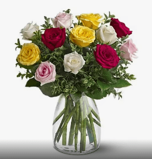 Dozen Mixed Roses Arranged