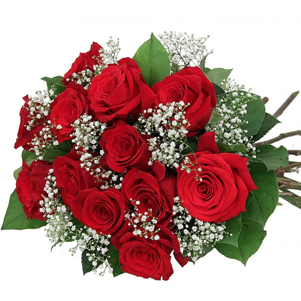 12 Elegant Red Roses. An arrangement by Harriet's Flower and Gift Shop.