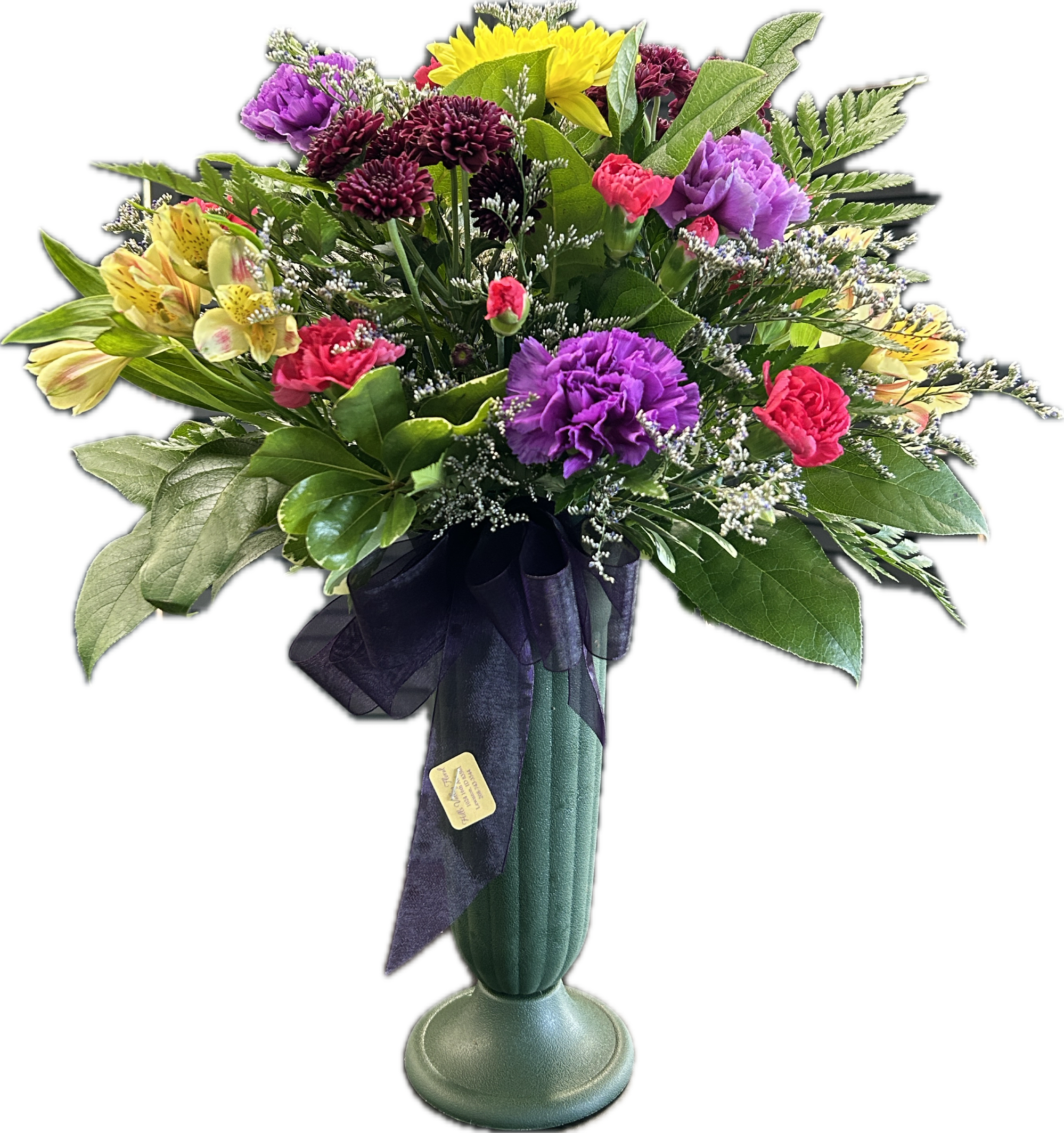 Graveside Vase Fresh Flowers. An arrangement by Hills Valley Floral.
