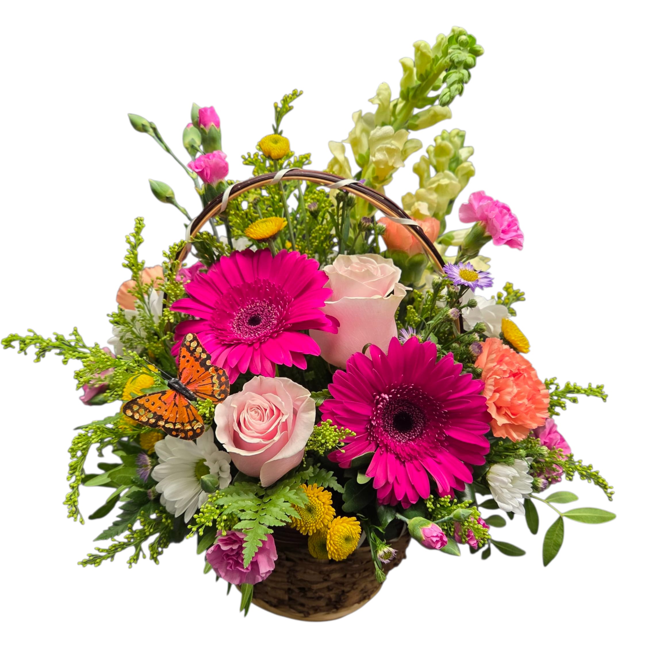 Blooming Butterfly Basket. An arrangement by Flower Trends Florists.