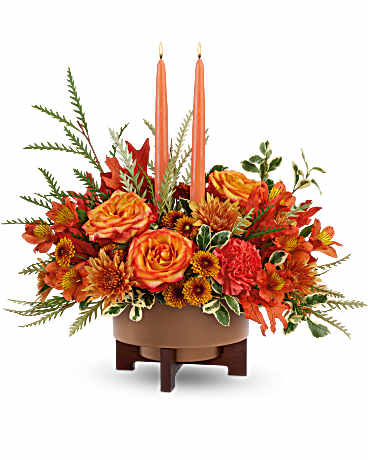 Fall Candle Centerpiece Arrangement. An arrangement by EverBlooming Luxe Designs.