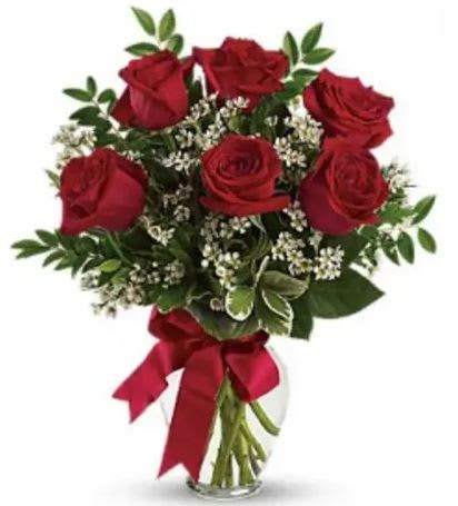 Crimson Love and Grace. An arrangement by The Floral Basket.