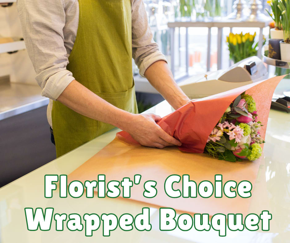 Florist's Choice Wrapped Bouquet. An arrangement by Flower Box.