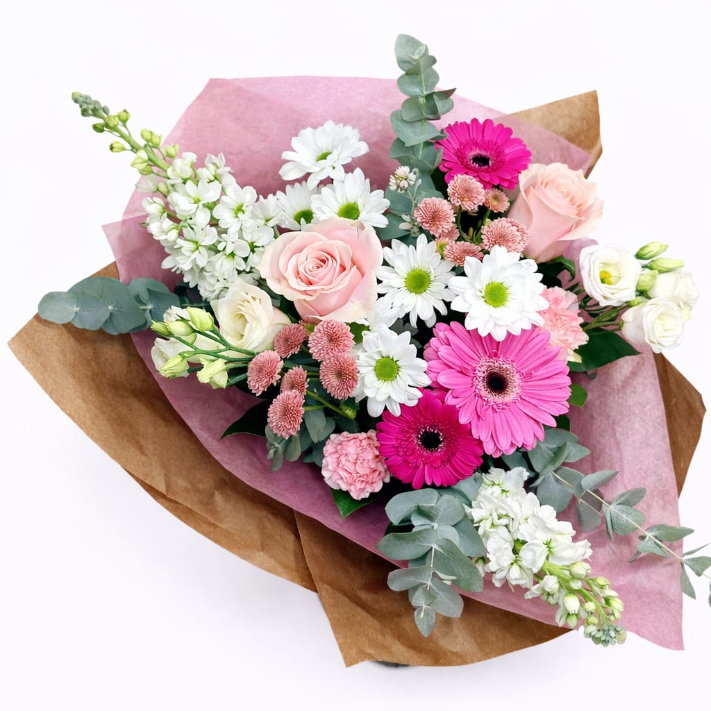 Blushing Romance Bouquet. An arrangement by The Garden Gate Gifts and Florals.