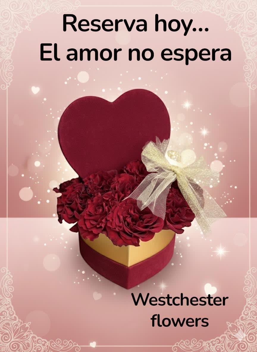 HEART BOX ROSES DELUXE. An arrangement by Westchester Flowers and Gifts.