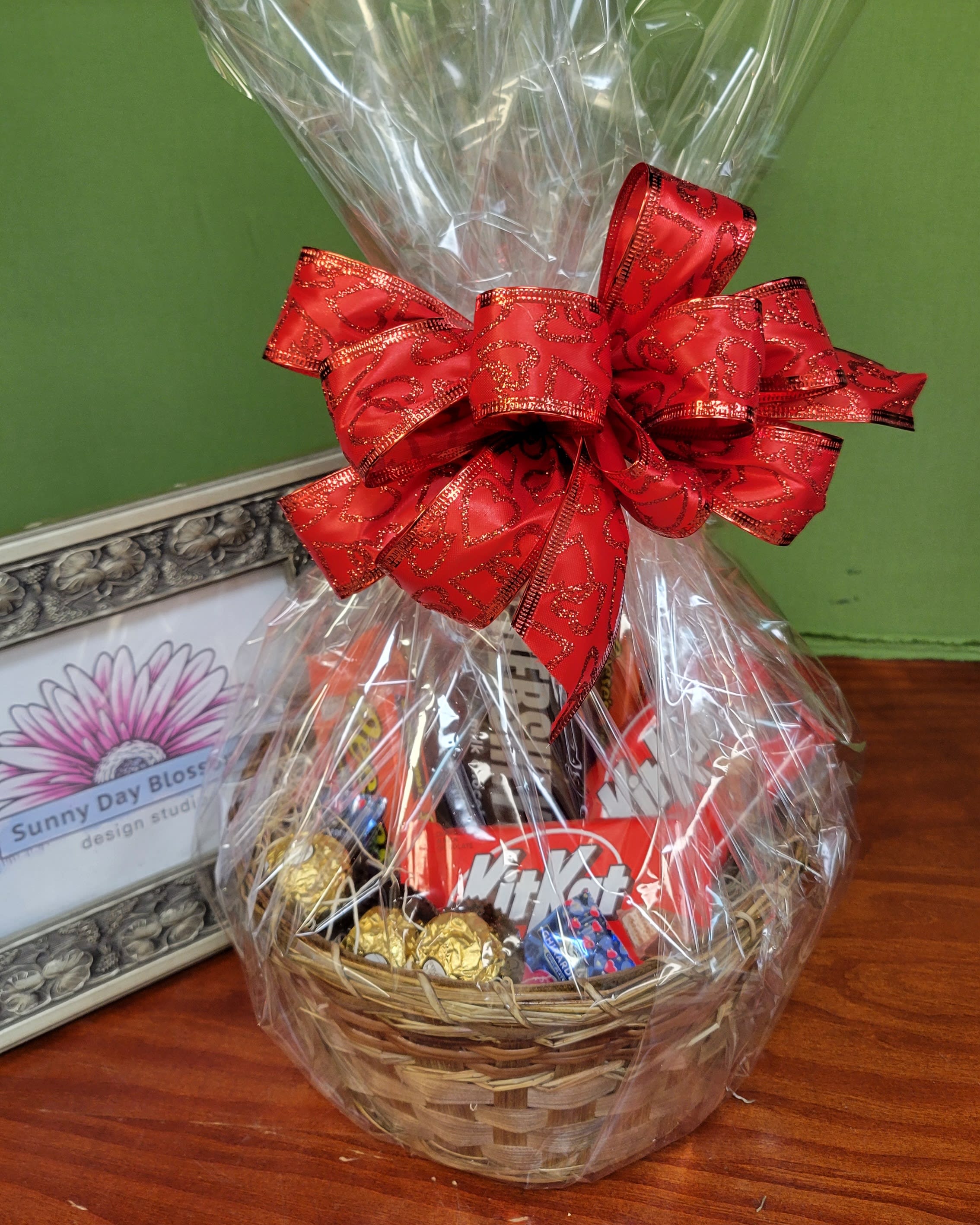 Valentine Chocolate Lovers' Basket. An arrangement by Sunny Day Blossoms Design Studio.