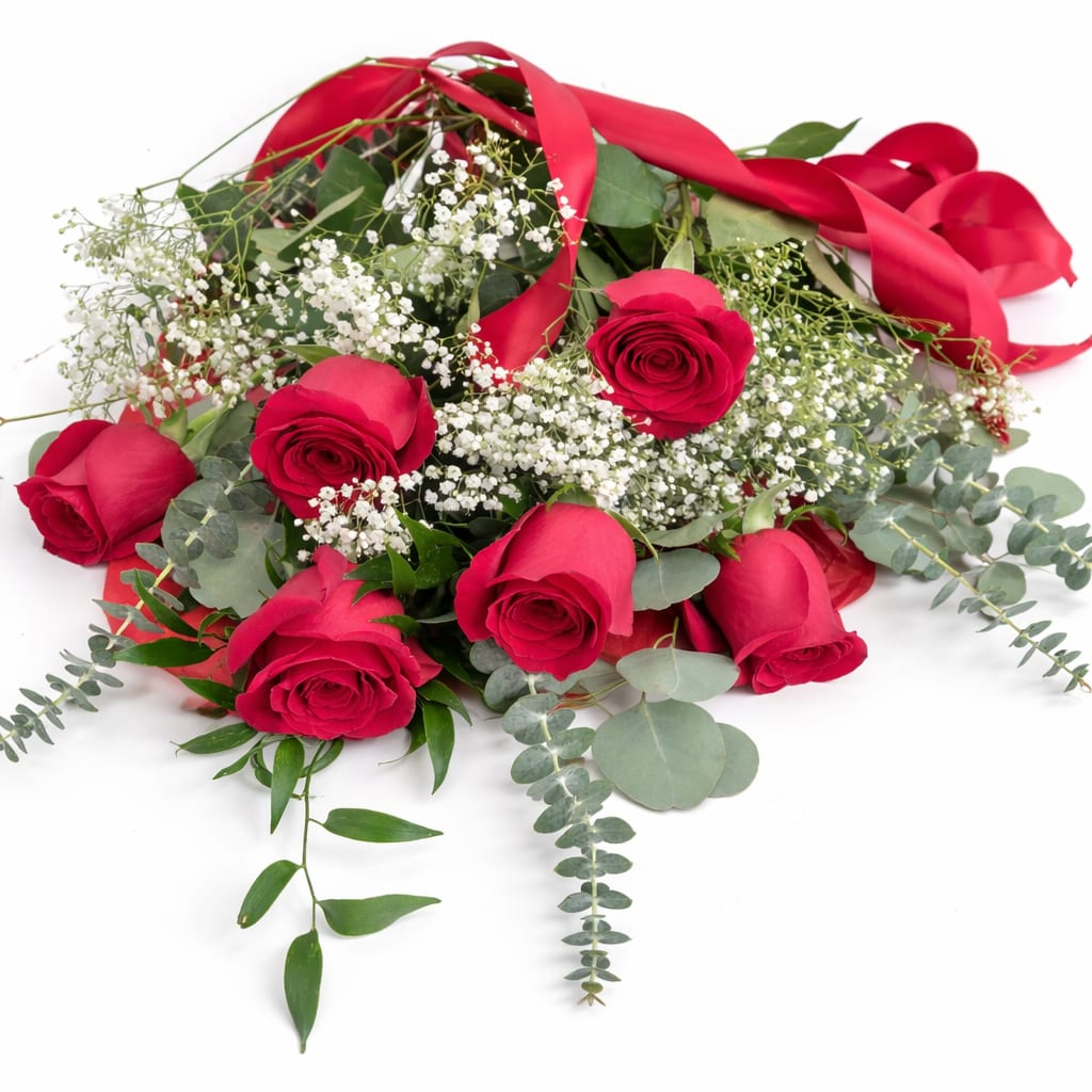 The Classic Half Dozen Red Roses All Wrapped Up. An arrangement by The Garden Gate Gifts and Florals.