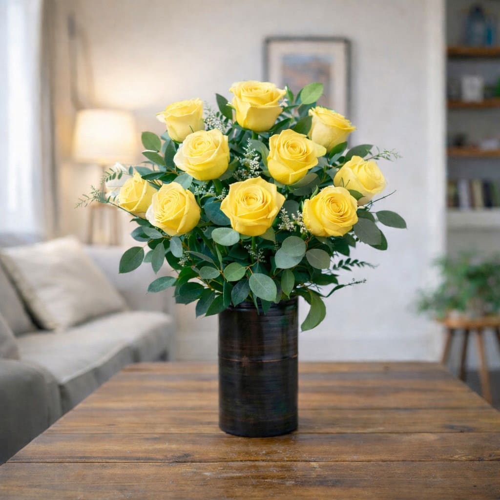 DELUXE YELLOW ROSES. An arrangement by Petals and Co..