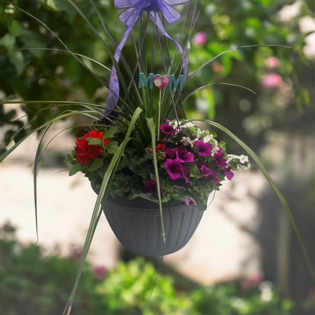 13 Mixed Floral Garden Hanging Basket. An arrangement by Marianna's Flower Island.