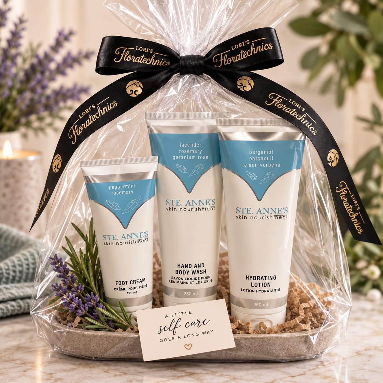 The Head-to-Toe Spa Gift. An arrangement by Lori's Hearts and Flowers.