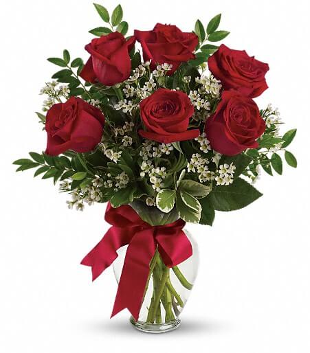 Thoughts of You Bouquet with Red Roses. An arrangement by The Flower Boutique.