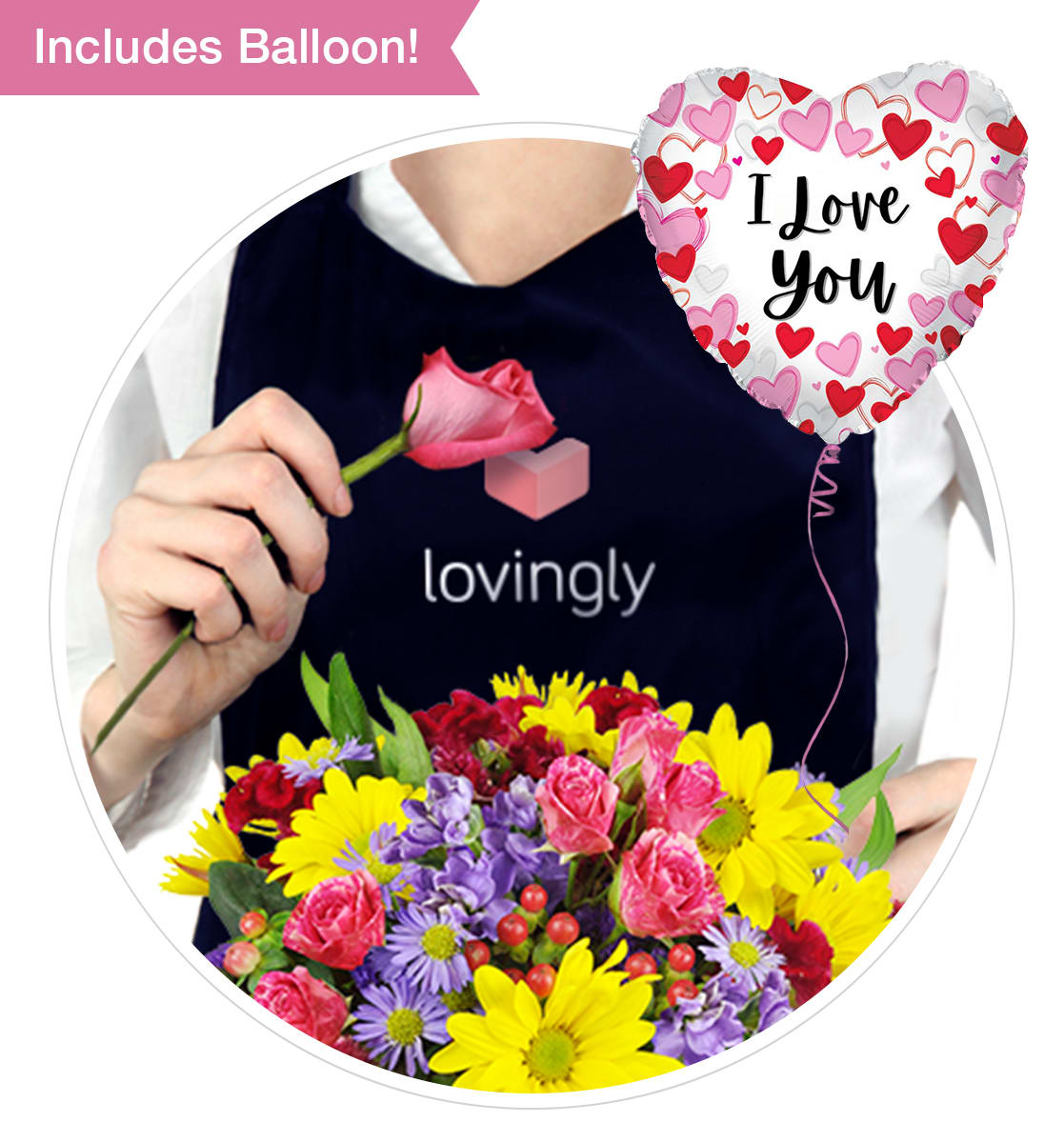 Love Bundle - Florist Choice with Love Balloon. An arrangement by Jane's Floral Dreams. Your loving arrangement will include the florist's choice...