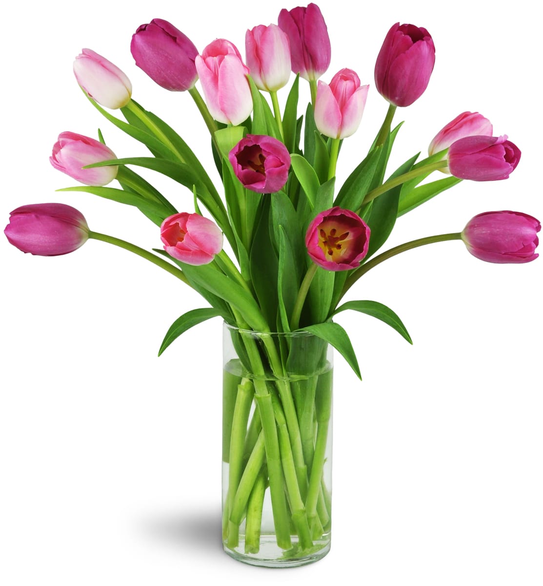 Perfect Pink Tulips™. An arrangement by A Tilted Tulip Surprise. Featuring a stunning assortment of tulips in all shades of pink arranged in a...