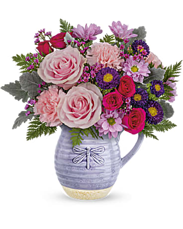 Teleflora's Playful Pitcher Bouquet