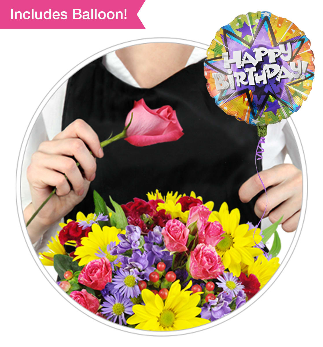 Birthday Bundle - Florist Choice with Birthday Balloon Birthday Bundle - Florist Choice with Birthday Balloon