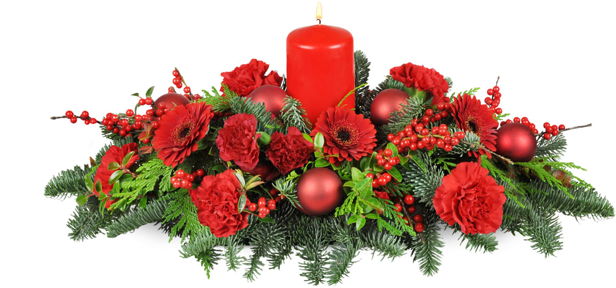 With All the Trimmings™ Centerpiece. An arrangement by Colonial Flowers and Gift Shoppe. Arrangements are designed to fit standard dining tables...