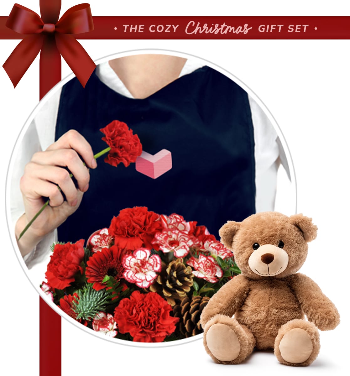 Very Merry Bouquet and Teddy Bear Bundle. An arrangement by Port St. Lucie Flowers. Your arrangement includes the florist's choice of fresh...