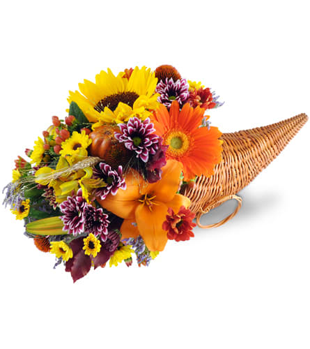 Harvest Cornucopia™ for Fall. An arrangement by Deer Valley Florist and Flower Delivery. A bountiful mixture of lilies, sunflowers, Gerbera...