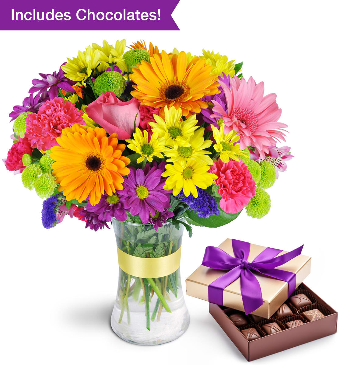 Deliciously Sweet Radiant Bundle. An arrangement by Jackson Heights Garden Center. Daisies, alstroemeria, carnations, and more are arranged in...