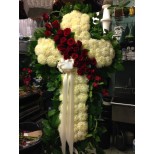 Standing Cross With Roses Send Standing Cross With Red Roses in Brooklyn, NY - Elegant Florist