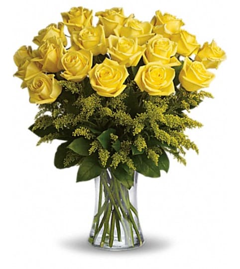 Burst of yellow roses. An arrangement by Fine's Flowers.