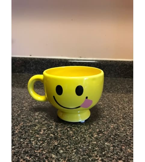 Happy Face Mug with designer choice flower arrangement