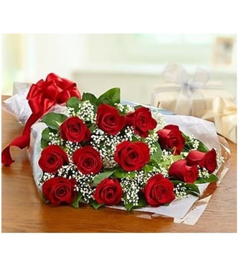 Wrapped Red Rose Bouquet