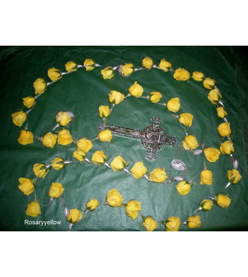 Yellow Rosary Real for Inside Casket