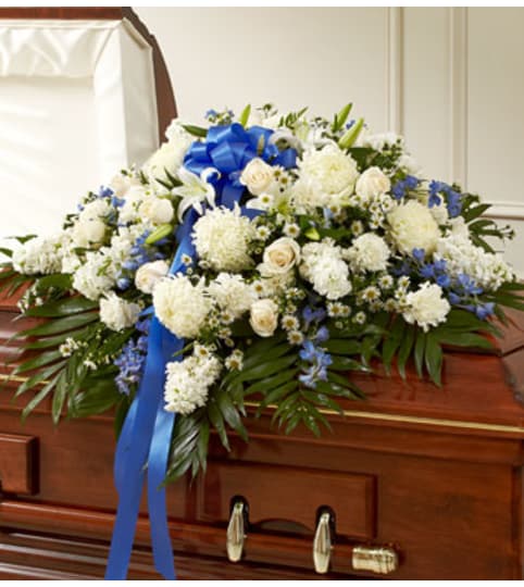 Mixed Half Casket Cover White & Blue