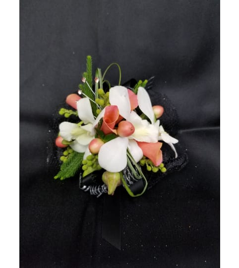 Peaches n' Cream Wrist Corsage