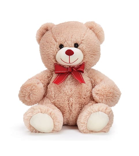 BEIGE BEAR WITH RED BOW