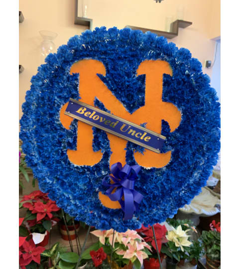 NY Mets Tribute flower spray. (Please call for availability)