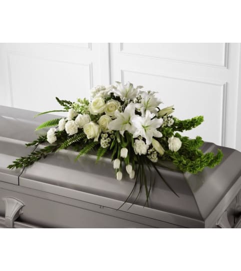 White and Green Half Casket Spray