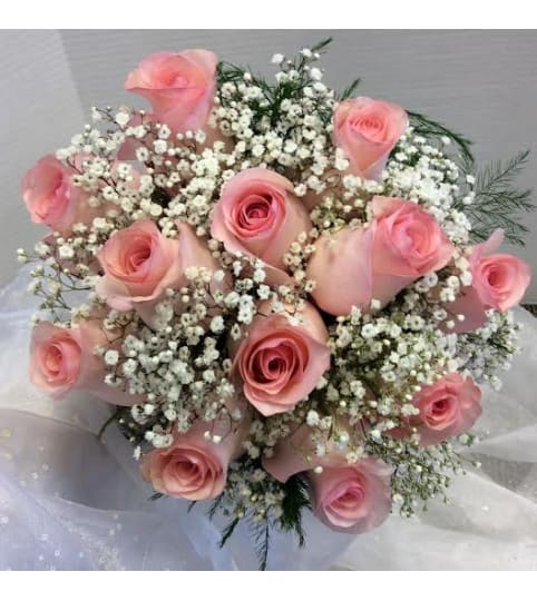 Prom BVP8 - 12 Rose Bouquet with Babies Breath (pick up only)