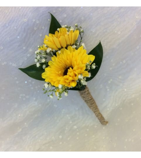 Prom Bout 6 - Yellow viking poms, twine stem wrap (pick up only)