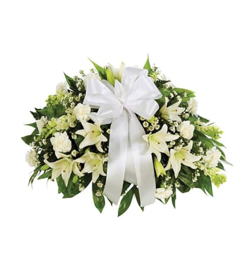 Sympathy All White Half Casket Cover